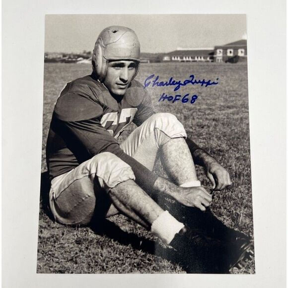 Charley Trippi Autographed Black & White Football Photo HOF 68 Inscription - Picture 1 of 2